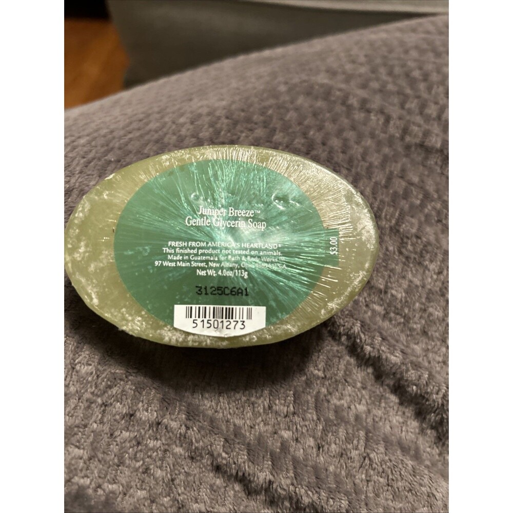New Bath and Body Works JUNIPER BREEZE Gentle Glycerin Bar Soap 4 oz - RARE
